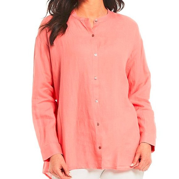 Eileen Fisher | Blossom Linen Mandarin Collar - Picture 3 of 3